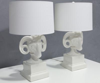  Chapman Mfg Co Chapman White Ceramic Ram Head Lamps