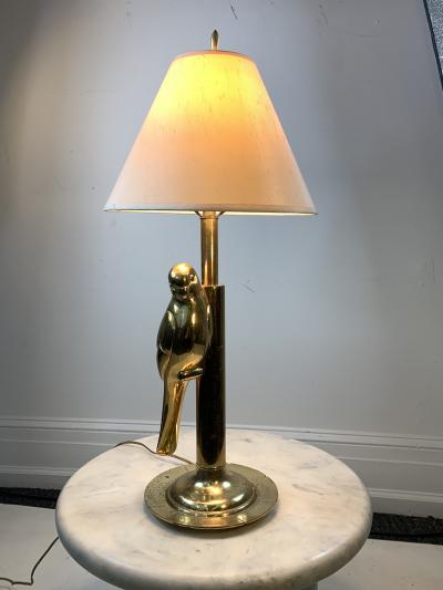  Chapman Mfg Co MODERN STYLIZED PAIR OF SCULPTURAL BRASS PARROT LAMPS