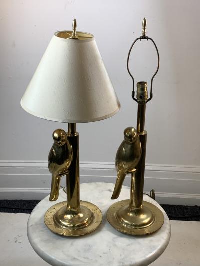  Chapman Mfg Co MODERN STYLIZED PAIR OF SCULPTURAL BRASS PARROT LAMPS