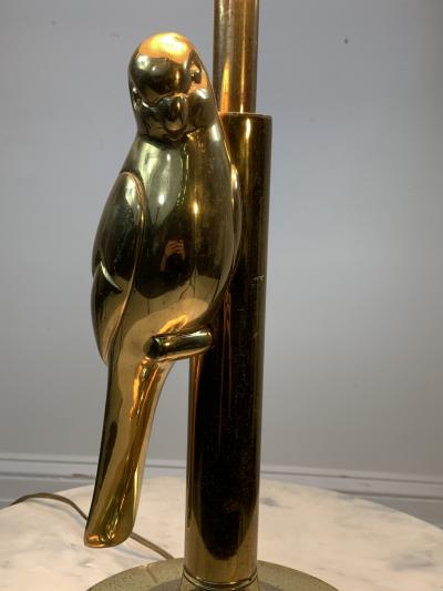  Chapman Mfg Co MODERN STYLIZED PAIR OF SCULPTURAL BRASS PARROT LAMPS