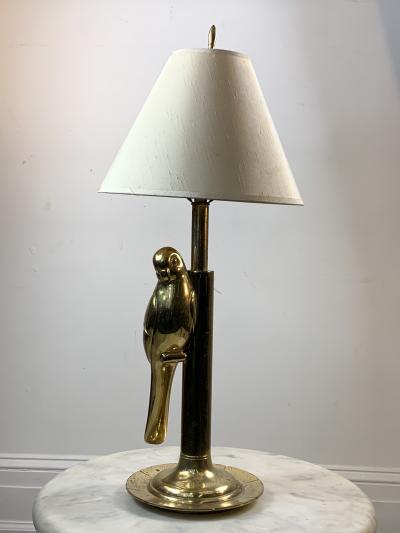  Chapman Mfg Co MODERN STYLIZED PAIR OF SCULPTURAL BRASS PARROT LAMPS