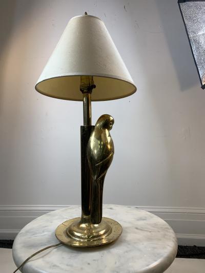  Chapman Mfg Co MODERN STYLIZED PAIR OF SCULPTURAL BRASS PARROT LAMPS