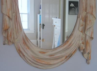  Chapman Mfg Co NeoClassical 1960s Draped Carved Wood Mirror by Chapman