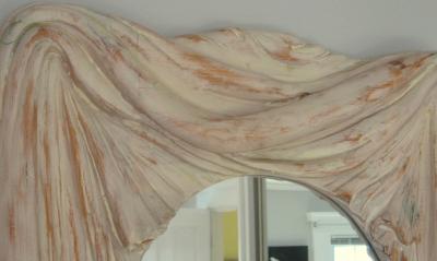  Chapman Mfg Co NeoClassical 1960s Draped Carved Wood Mirror by Chapman