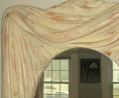  Chapman Mfg Co NeoClassical 1960s Draped Carved Wood Mirror by Chapman