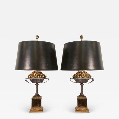  Chapman Mfg Co Pair of Brass and Iron Lamps by Chapman
