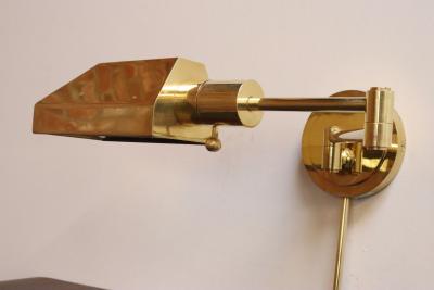  Chapman Mfg Co Vintage Polished Brass Swing Arm Wall Lamp with Swiveling Shade by Chapman