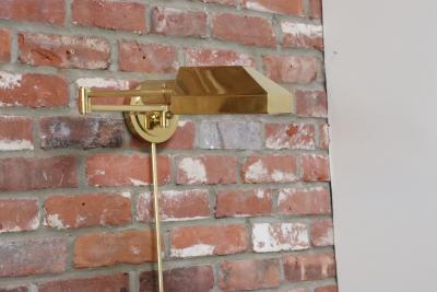  Chapman Mfg Co Vintage Polished Brass Swing Arm Wall Lamp with Swiveling Shade by Chapman