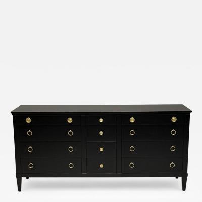  Charak Furniture Company Charak Hollywood Regency Style Dresser Black Painted Wood Brass USA 1962