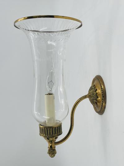  Charles Edwards Pair of Charles Edwards London Brass Hurricane Wall Sconces England 1990s