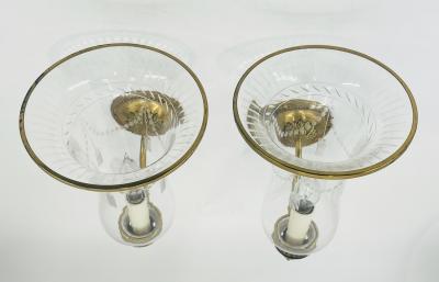  Charles Edwards Pair of Charles Edwards London Brass Hurricane Wall Sconces England 1990s