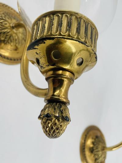  Charles Edwards Pair of Charles Edwards London Brass Hurricane Wall Sconces England 1990s