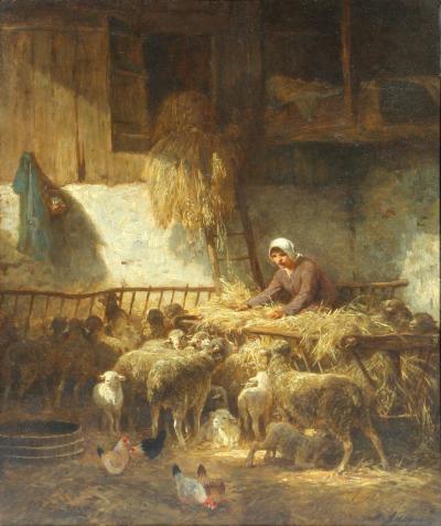  Charles Emile Jacque Feeding Sheep