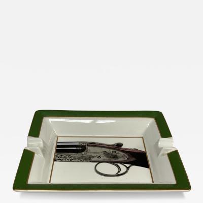  Charles George Asprey 1980s porcelain ashtray or vide poche showing a riffle by Asprey London