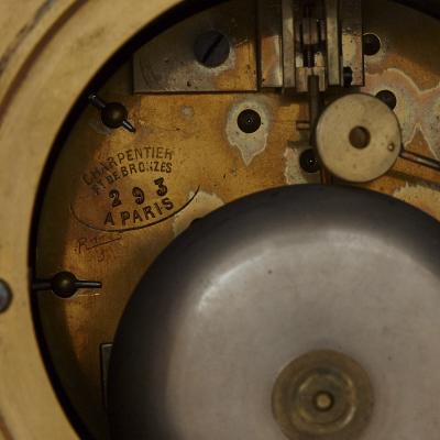  Charpentier Compagnie French red marble and gilt bronze Neoclassical style matched clock set