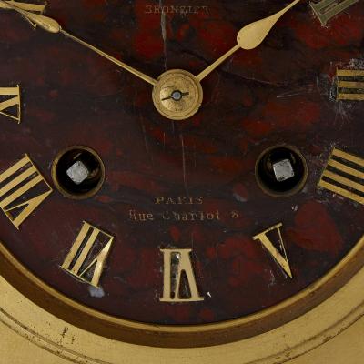  Charpentier Compagnie French red marble and gilt bronze Neoclassical style matched clock set