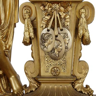  Charpentier Compagnie French red marble and gilt bronze Neoclassical style matched clock set