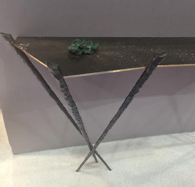  Chartrain Collection Hand Hammered Bronze and Iron Meteorites Console