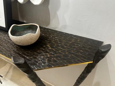  Chartrain Collection Hand Hammered Bronze and Iron Meteorites Console