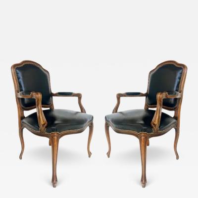  Chateau d Ax Vintage Italian Chateau DAx Leather Armchairs with Brass Nailhead Details Pair