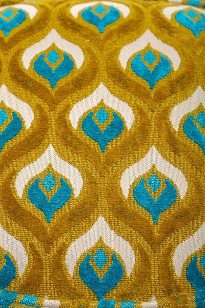  Chiavari Blue Lacquered Chiavari Side Chair with Peacock Feathers in Cut Velvet