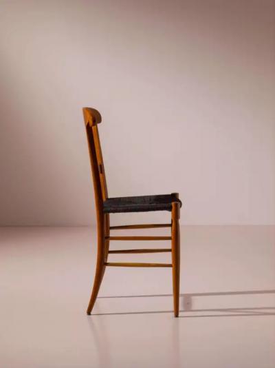  Chiavari Campanino set of 8 beechwood and rope dining chairs Chiavari Italy 1960s