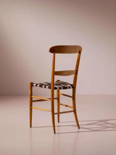  Chiavari Campanino set of 8 beechwood and rope dining chairs Chiavari Italy 1960s