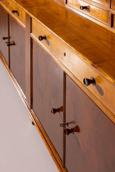 Chiavari Cherrywood credenza with bookcase Canciani manufacture Chiavari Italy 1940s