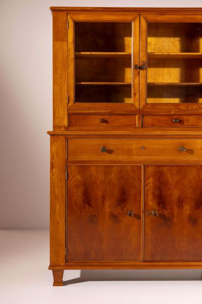 Chiavari Cherrywood credenza with bookcase Canciani manufacture Chiavari Italy 1940s