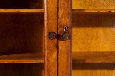 Chiavari Cherrywood credenza with bookcase Canciani manufacture Chiavari Italy 1940s