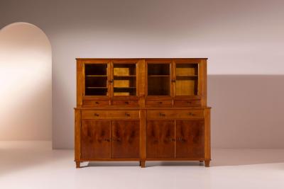 Chiavari Cherrywood credenza with bookcase Canciani manufacture Chiavari Italy 1940s