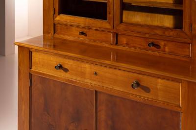 Chiavari Cherrywood credenza with bookcase Canciani manufacture Chiavari Italy 1940s