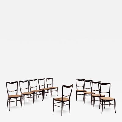  Chiavari Colombo Sanguineti set of 10 Lucciola dining chairs Chiavari Italy 1960s
