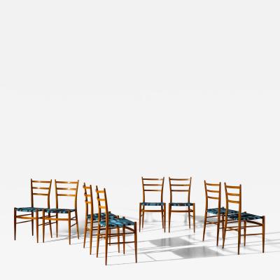  Chiavari Eight Tre Stecche chairs in cherry wood Chiavari manufacture Italy 1950s