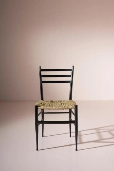  Chiavari Enrico Delmonte set of 12 ash and straw Gobbetta chairs Chiavari Italy 1950s
