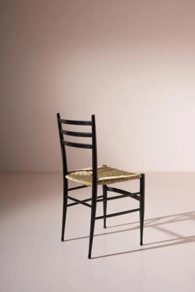 Chiavari Enrico Delmonte set of 12 ash and straw Gobbetta chairs Chiavari Italy 1950s
