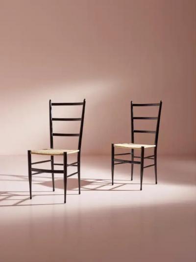  Chiavari Enrico Delmonte set of four Gobbetta chairs Chiavari Italy 1960s
