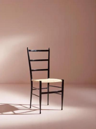  Chiavari Enrico Delmonte set of four Gobbetta chairs Chiavari Italy 1960s