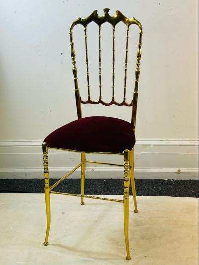  Chiavari GLAMOROUS PAIR OF ITALIAN BRASS CHIAVARI CHAIRS