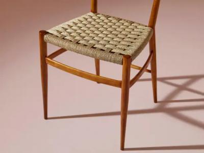  Chiavari Guido Chiappe set of 8 dining chairs made of beech and rope Chiavari 1950s