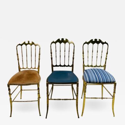  Chiavari HIGH STYLE TRIO OF BRASS CHIAVARI CHAIRS