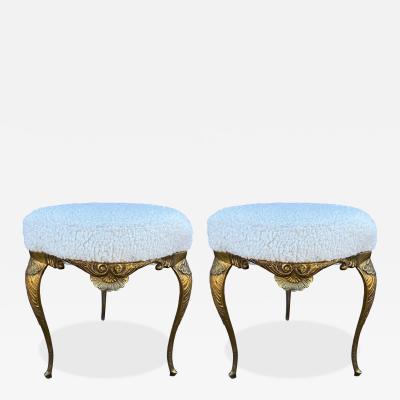  Chiavari Pair Of Italian Chiavari Brass Ottomans