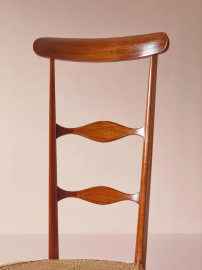  Chiavari Pair of Campanino High Back Chairs Produced by Sabbadini Chiavari Italy 1960s
