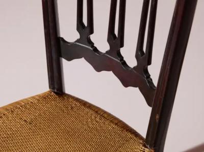  Chiavari Pair of Cane and Beech Spade High Back Chairs Made in Chiavari Italy 1960s