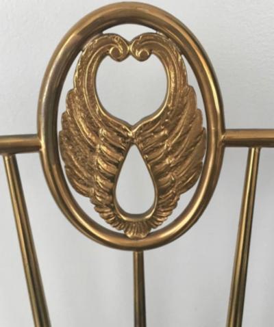  Chiavari Pair of Italian Brass Chiavari Side Chairs with Aubergine Crocodile Leather