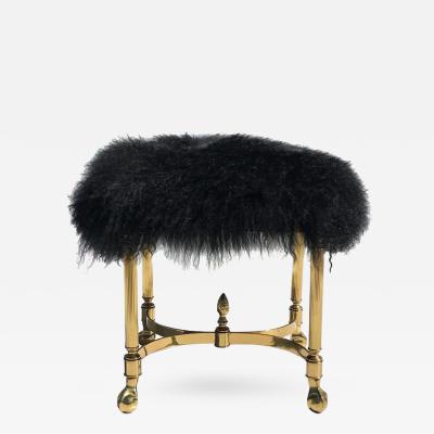  Chiavari Petit Mongolian Wool and Brass Bench Footrest