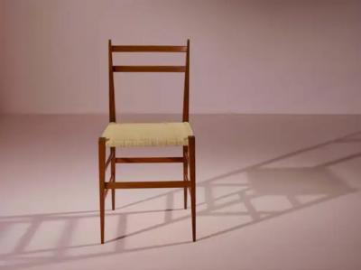  Chiavari Set of 7 teak Chiavari chairs model Svedese by Gasparini Italy 1950s