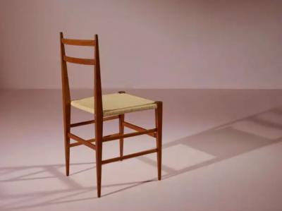  Chiavari Set of 7 teak Chiavari chairs model Svedese by Gasparini Italy 1950s