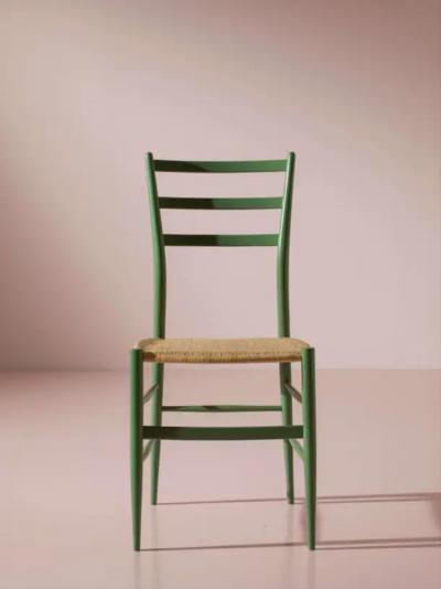  Chiavari Set of eight caned Chiavari chairs model Tre Stecche by SAC Italy 1950s
