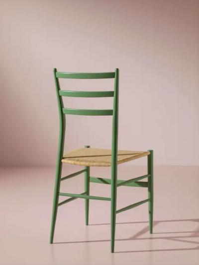  Chiavari Set of eight caned Chiavari chairs model Tre Stecche by SAC Italy 1950s